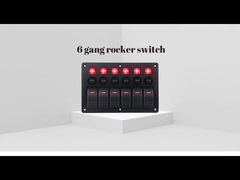 لوحة التبديل DC 12V 6 Gang Rocker مع إضاءة LED حمراء للسيارة القارب