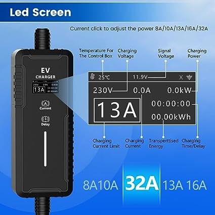 3.5KW 16A 7KW 32A اتصال التطبيقات المنزلية شاحن الكهرباء للسيارات نوع 2 Ac Ev شاحن محمول