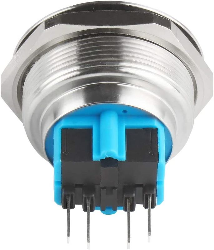 مفتاح تشغيل وإيقاف تشغيل معدني بأزرار ضغط مقاس 30 مم، نوع حلقة مضيئة LED