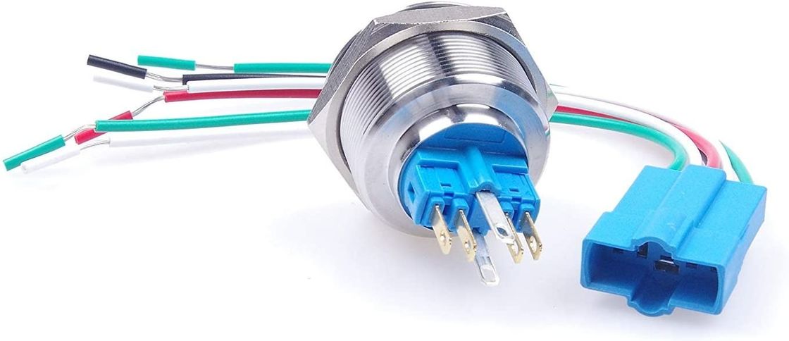 مفتاح تشغيل وإيقاف تشغيل معدني بأزرار ضغط مقاس 30 مم، نوع حلقة مضيئة LED