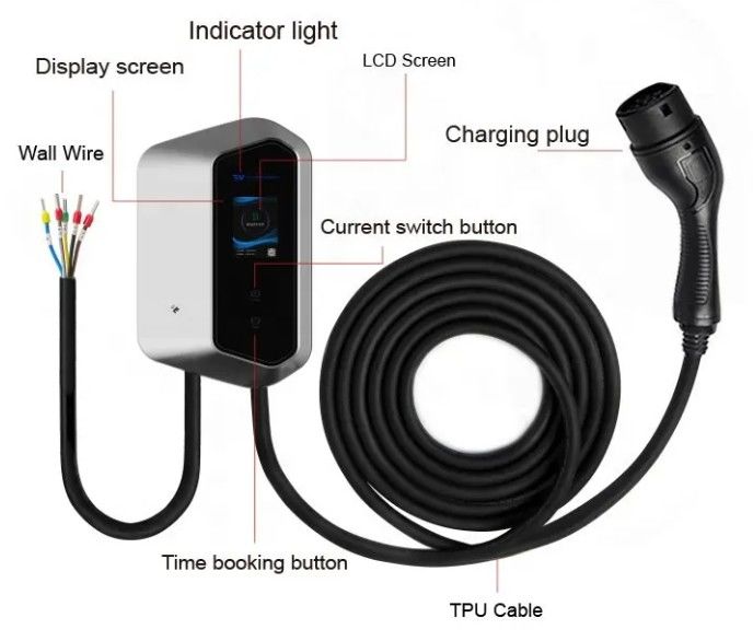 نوع 2 AC 16A 32A محطة شحن سريع للسيارات الكهربائية 250-480v