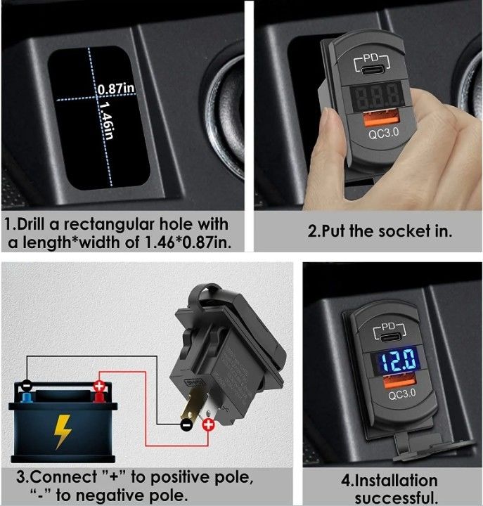 12 فولت 24 فولت USB شاحن روكر مفتاح شحن سريع سوكيت مقاوم للماء سريع مزدوج Pd Qc3.0 للسيارات قارب