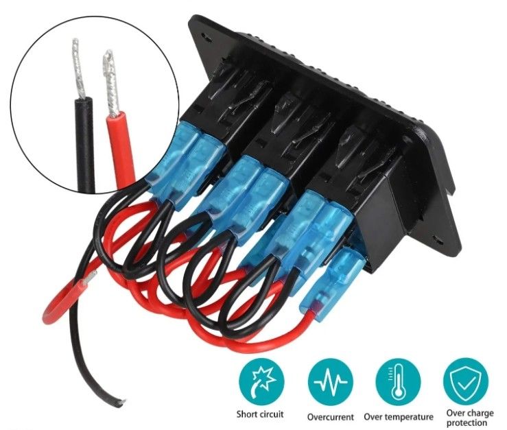 DC 12V 24V Blue LED Backlit 3 Gang Aluminum 5 Pin ON Off Toggle Rocker Switch Panel وحدة التحكم في المفاتيح