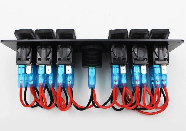 لون فولتميتر 6 عصابة DC12V 24V مدعوم على قبالة 5 PIN لوحة التبديل الروكر للقافلة السيارات البحرية