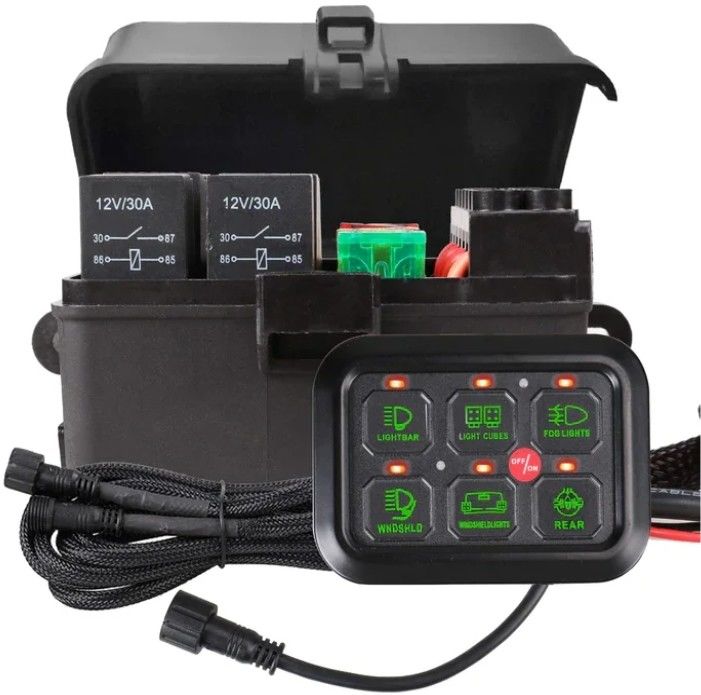 6 عصابة 12 فولت LED Switch Panel RGB Kit تلقائي قابل للتخفيف Universal Light Bar Controller مع APP