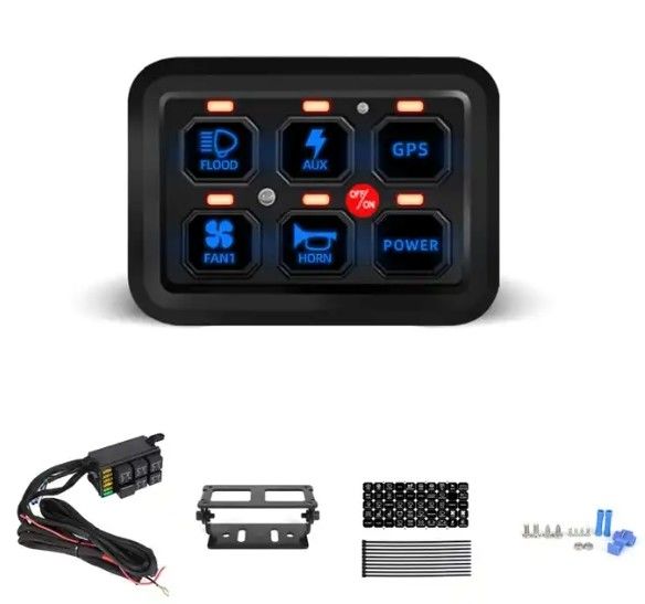6 عصابة 12 فولت LED Switch Panel RGB Kit تلقائي قابل للتخفيف Universal Light Bar Controller مع APP