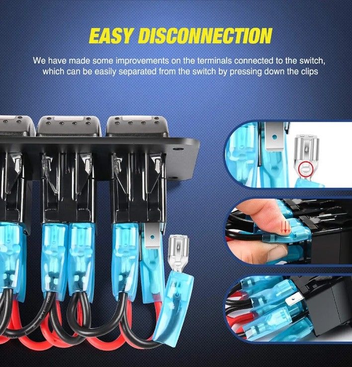DC12V 24V 3 العصابة الحمراء LED Light Rocker مربع لوحة التبديل مع مزدوج 4.8A USB شاحن فولتميتر للسيارات البحرية الشاحنات القوارب