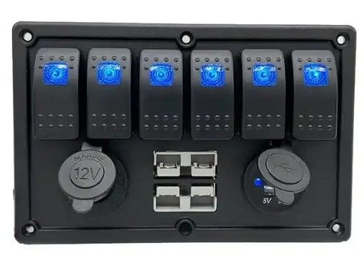 12V 8 Way Gang Rocker Switch Panel مع W / 50A مضاعفات أندرسون مزدوجة