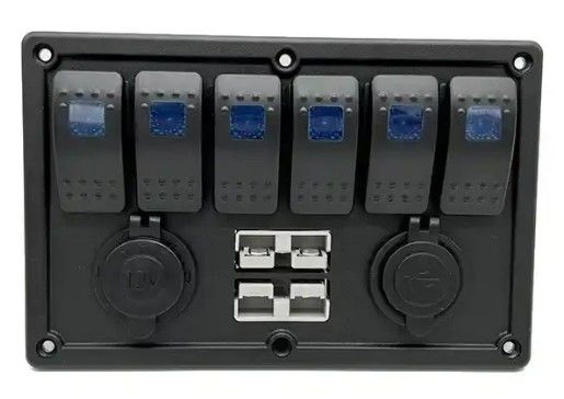 12V 8 Way Gang Rocker Switch Panel مع W / 50A مضاعفات أندرسون مزدوجة