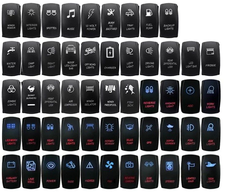 12 فولت 24 فولت OEM رمز مخصص بحرية مدعومة ضد الماء 24 فولت بحرية 4 دبوس 5 دبوس أونوفون روكر التبديل