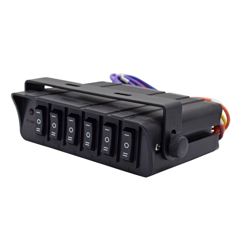 6 عصابة الروكر علبة التبديل SPST تشغيل / إيقاف الروكر التبديل لوحة التبديل 30Amp ماكس 12 أسلاك AWG