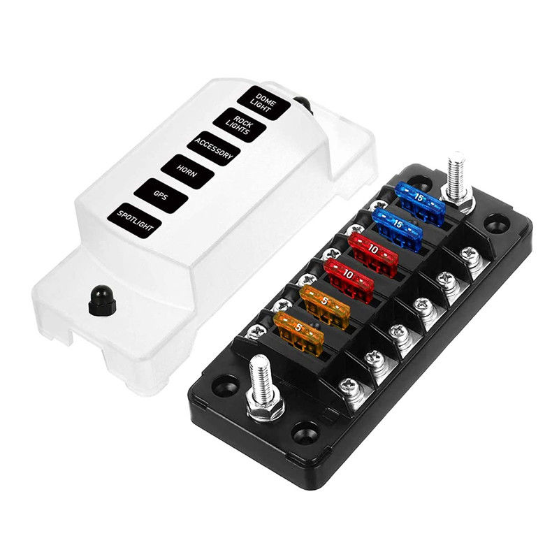 12V-24V DC 6 Way Fuse Block مع الحافلة السلبية Atc/Ato صناديق فيوز السيارات القياسية