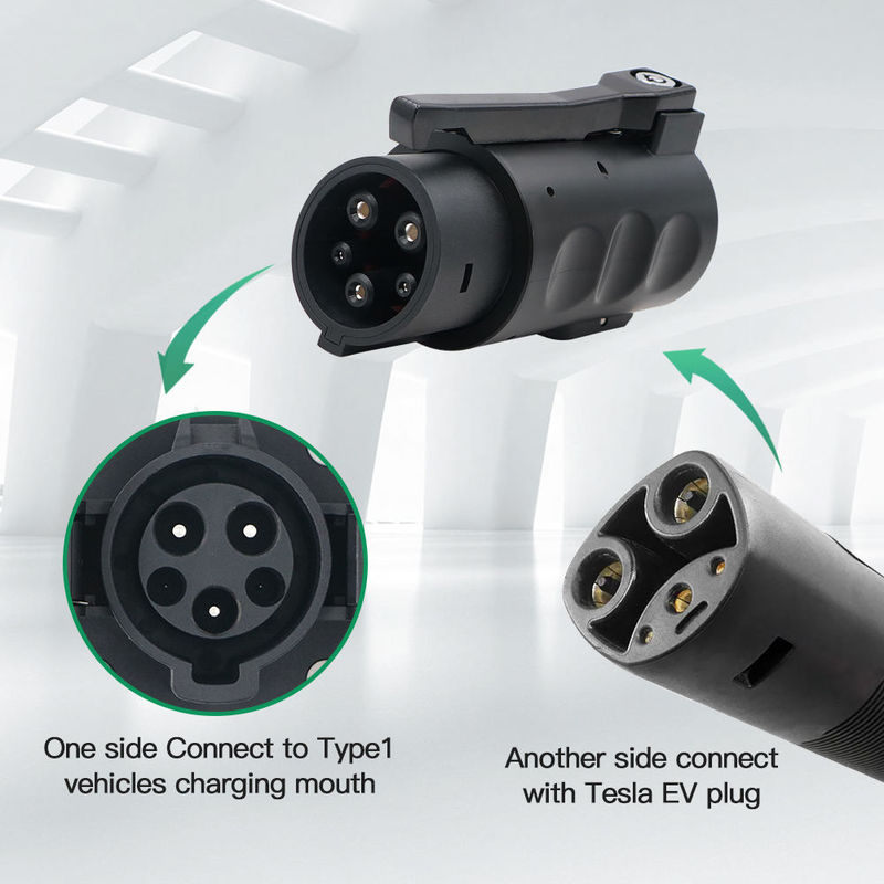 80A 240v Ac Tesla Charger Connector Ev Adapter Charger Tesla To J1772 مكيّف لشركة تسلا