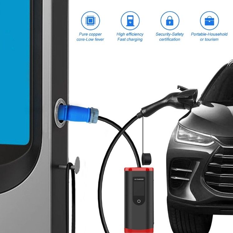 المصنع 8a-32a قابل للتعديل SAE J1772 TYPE1 شاحن السيارات الكهربائية السريعة شاحن EV المحمول