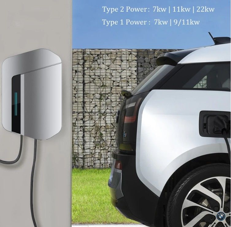 محطة شحن السيارات الكهربائية التجارية Ac Wallbox 7kw Ocpp1.6 Ac Ev Wallbox لشركة Tesla NACS